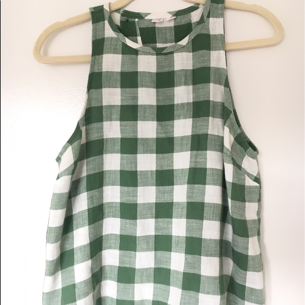 Green & white open back tank!